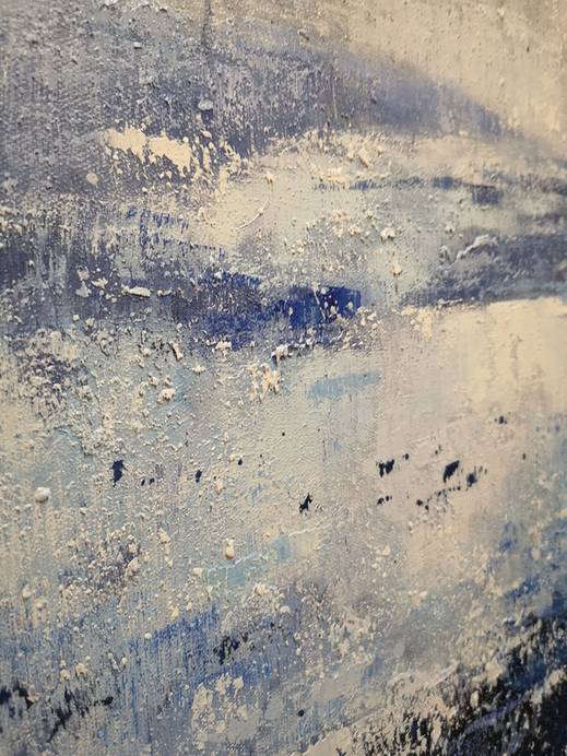Deep Handmade Hand-painted Oversized Blue Coastal Abstract Canvas E9VX6